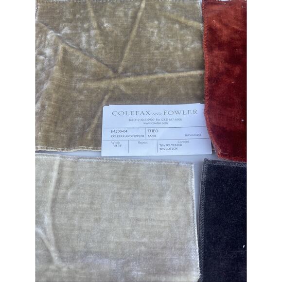 Colefax and Fowler Theo Lot of 12 Fabric Samples Remnants Ochre, Sand, Red, - Picture 2 of 5